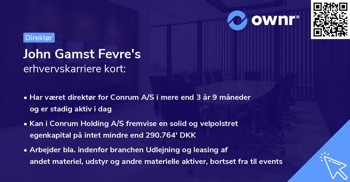 John Gamst Fevre's erhvervskarriere kort