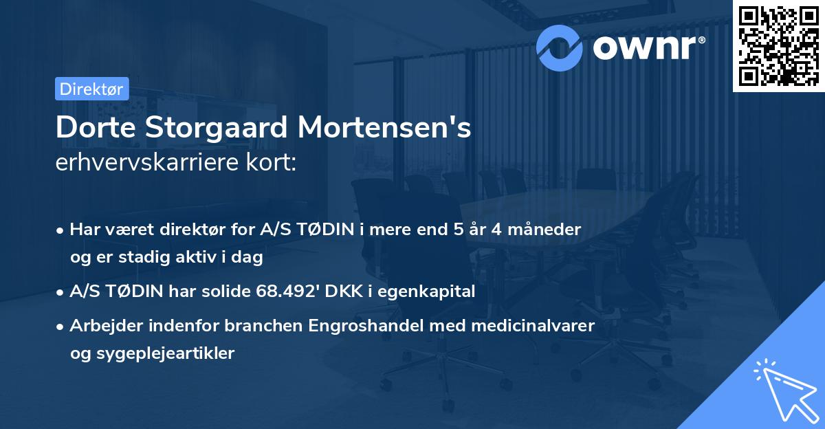 Dorte Storgaard Mortensen's erhvervskarriere kort