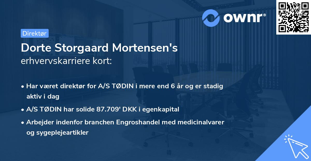 Dorte Storgaard Mortensen's erhvervskarriere kort