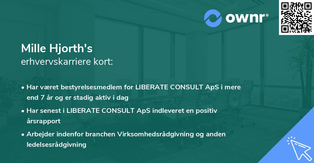 Mille Hjorth's erhvervskarriere kort