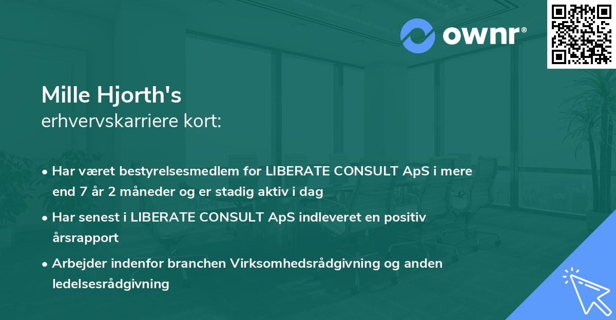 Mille Hjorth's erhvervskarriere kort