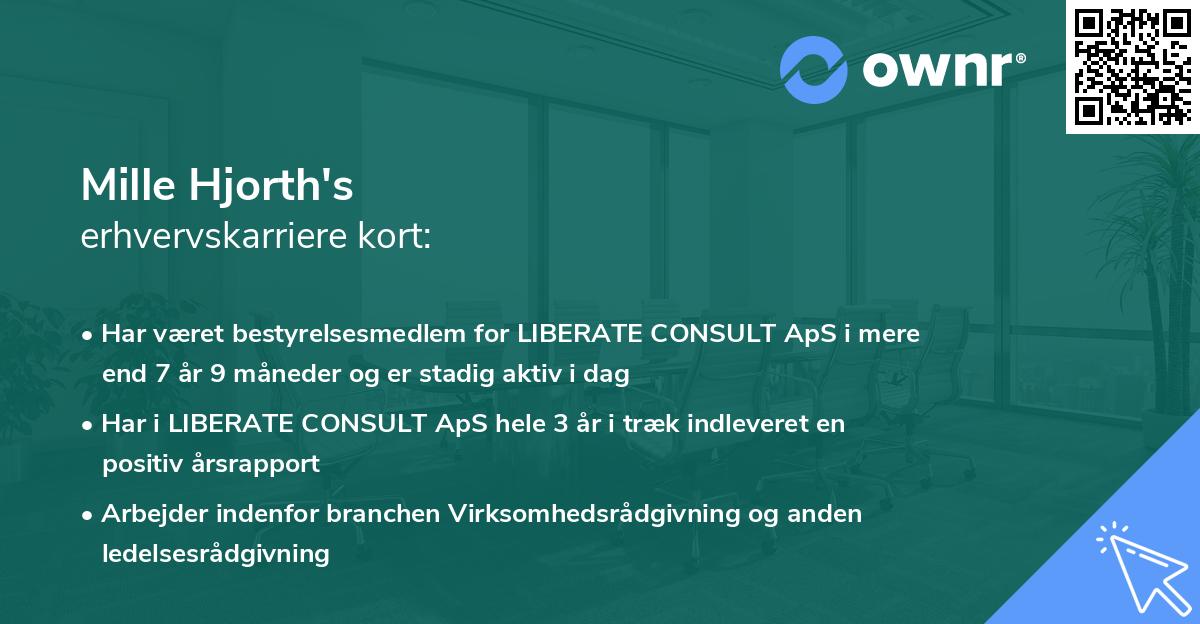 Mille Hjorth's erhvervskarriere kort