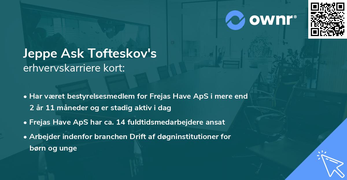 Jeppe Ask Tofteskov's erhvervskarriere kort