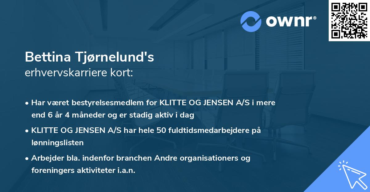 Bettina Tjørnelund's erhvervskarriere kort