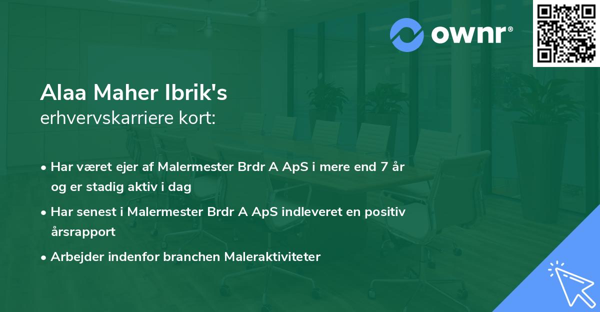 Alaa Maher Ibrik's erhvervskarriere kort