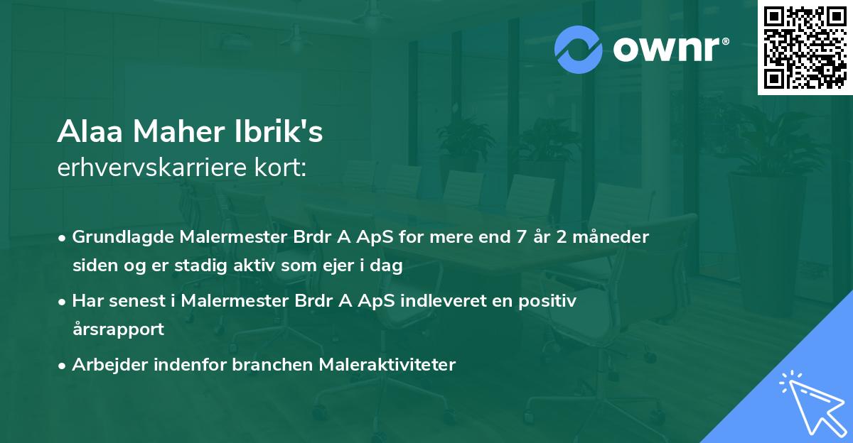 Alaa Maher Ibrik's erhvervskarriere kort
