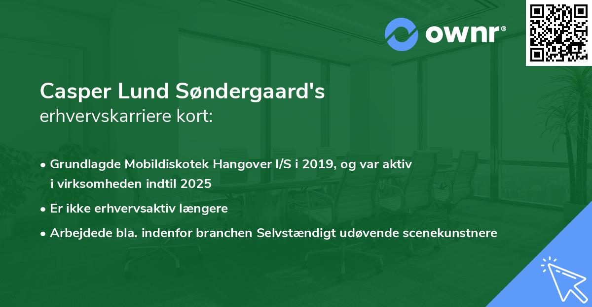 Casper Lund Søndergaard's erhvervskarriere kort