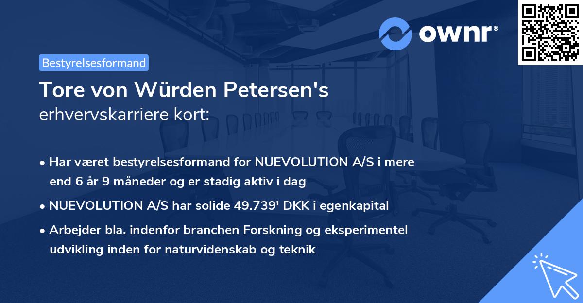 Tore von Würden Petersen's erhvervskarriere kort
