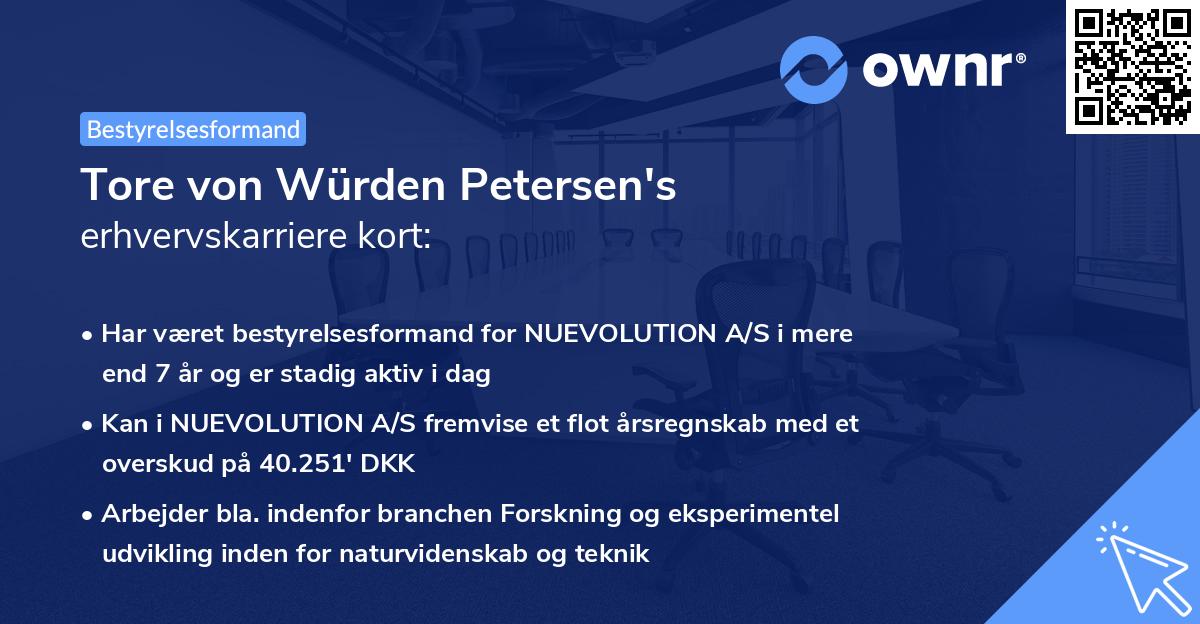Tore von Würden Petersen's erhvervskarriere kort