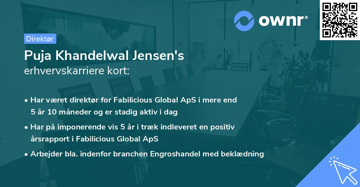 Puja Khandelwal Jensen's erhvervskarriere kort