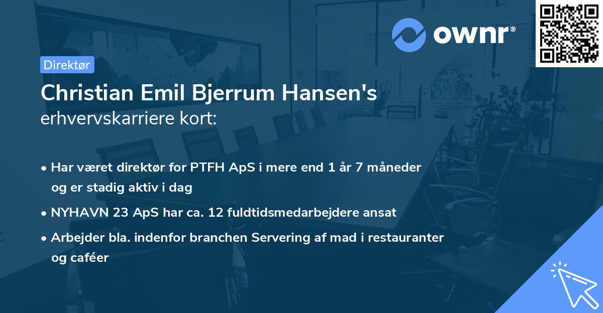 Christian Emil Bjerrum Hansen's erhvervskarriere kort
