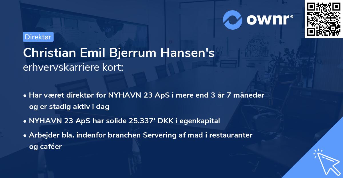 Christian Emil Bjerrum Hansen's erhvervskarriere kort