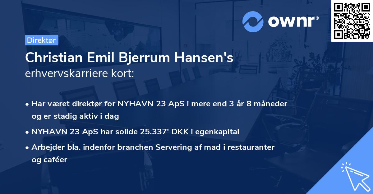 Christian Emil Bjerrum Hansen's erhvervskarriere kort