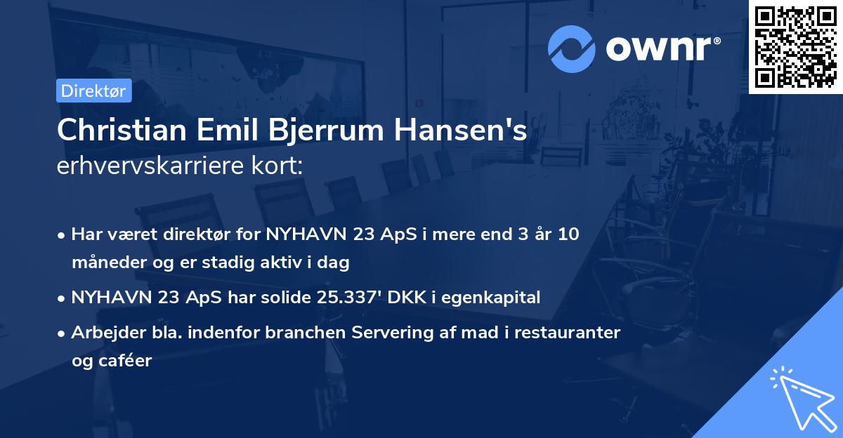 Christian Emil Bjerrum Hansen's erhvervskarriere kort