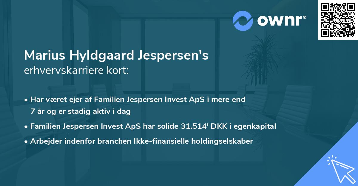 Marius Hyldgaard Jespersen's erhvervskarriere kort