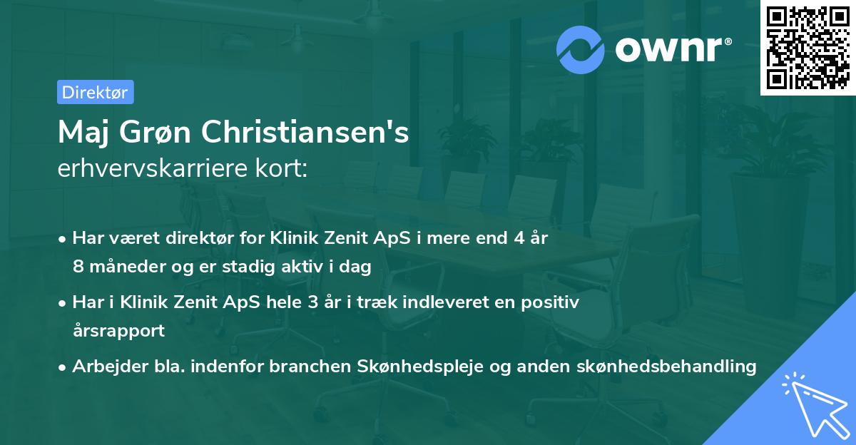 Maj Grøn Christiansen's erhvervskarriere kort