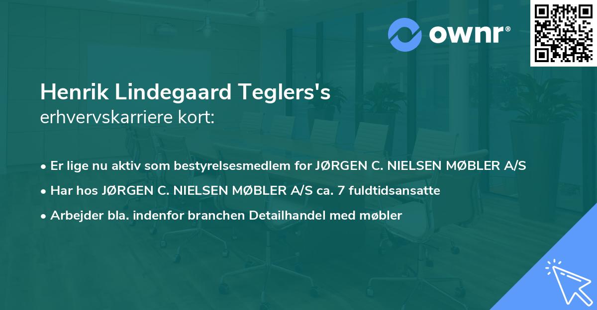 Henrik Lindegaard Teglers's erhvervskarriere kort