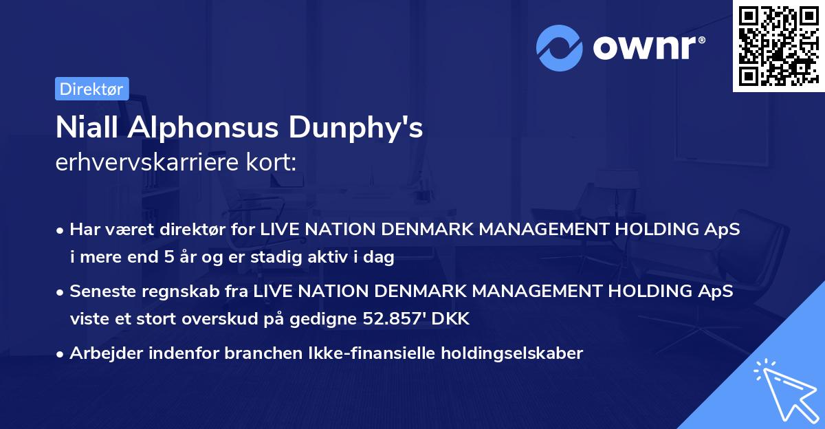 Niall Alphonsus Dunphy's erhvervskarriere kort