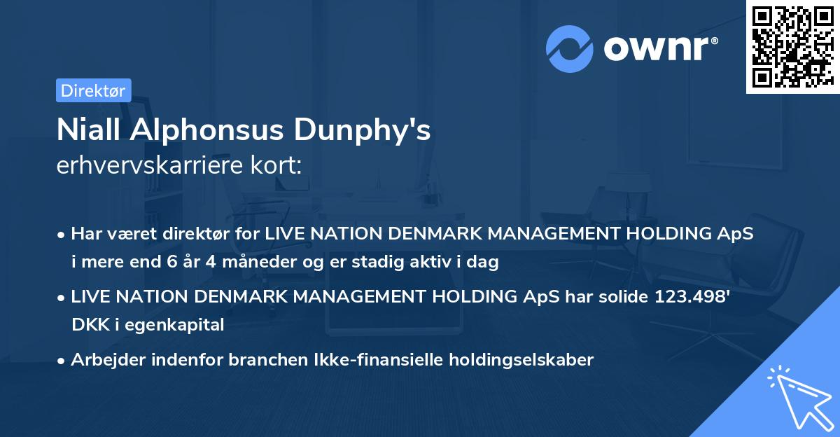 Niall Alphonsus Dunphy's erhvervskarriere kort