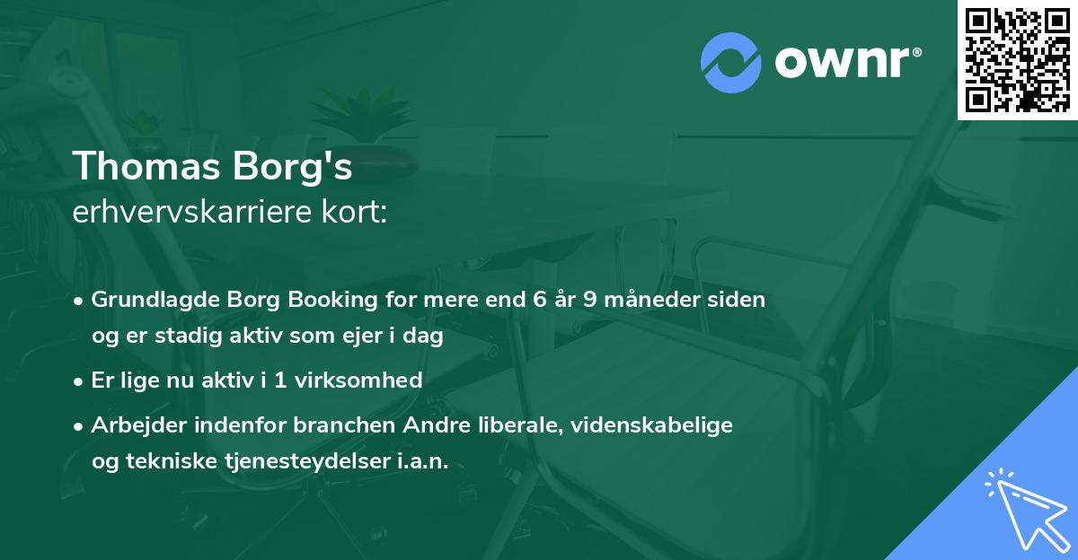 Thomas Borg's erhvervskarriere kort