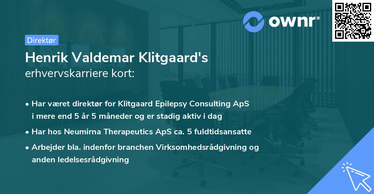 Henrik Valdemar Klitgaard's erhvervskarriere kort
