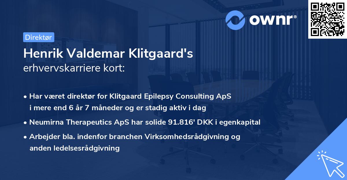 Henrik Valdemar Klitgaard's erhvervskarriere kort