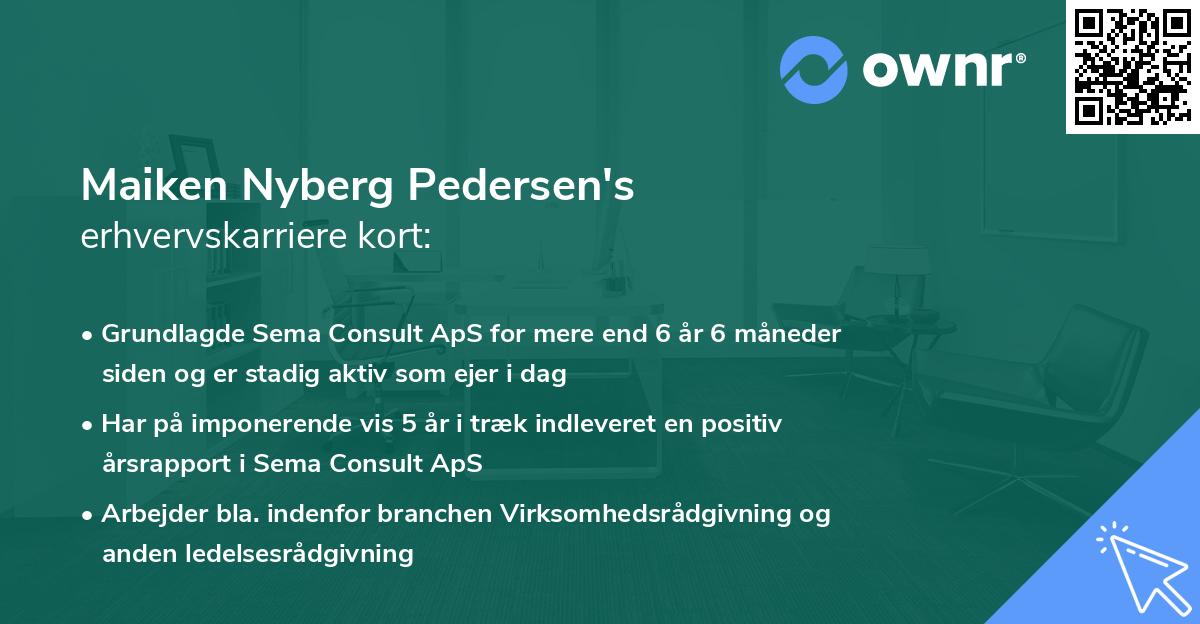 Maiken Nyberg Pedersen's erhvervskarriere kort