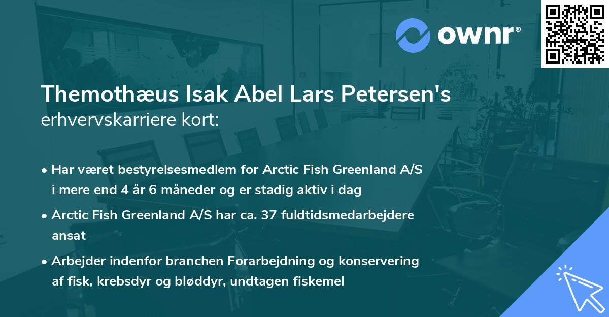 Themothæus Isak Abel Lars Petersen's erhvervskarriere kort