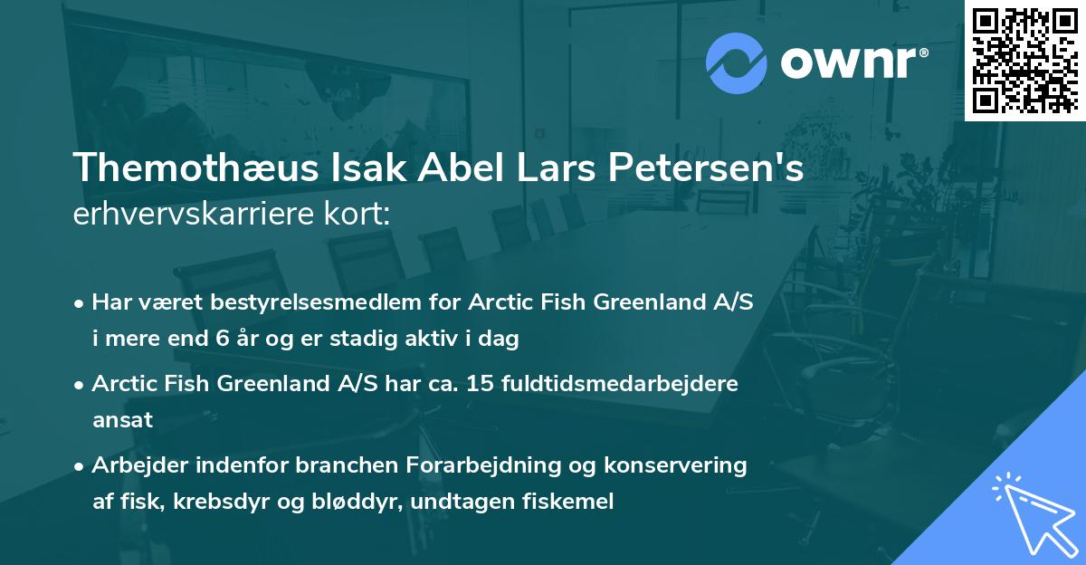 Themothæus Isak Abel Lars Petersen's erhvervskarriere kort
