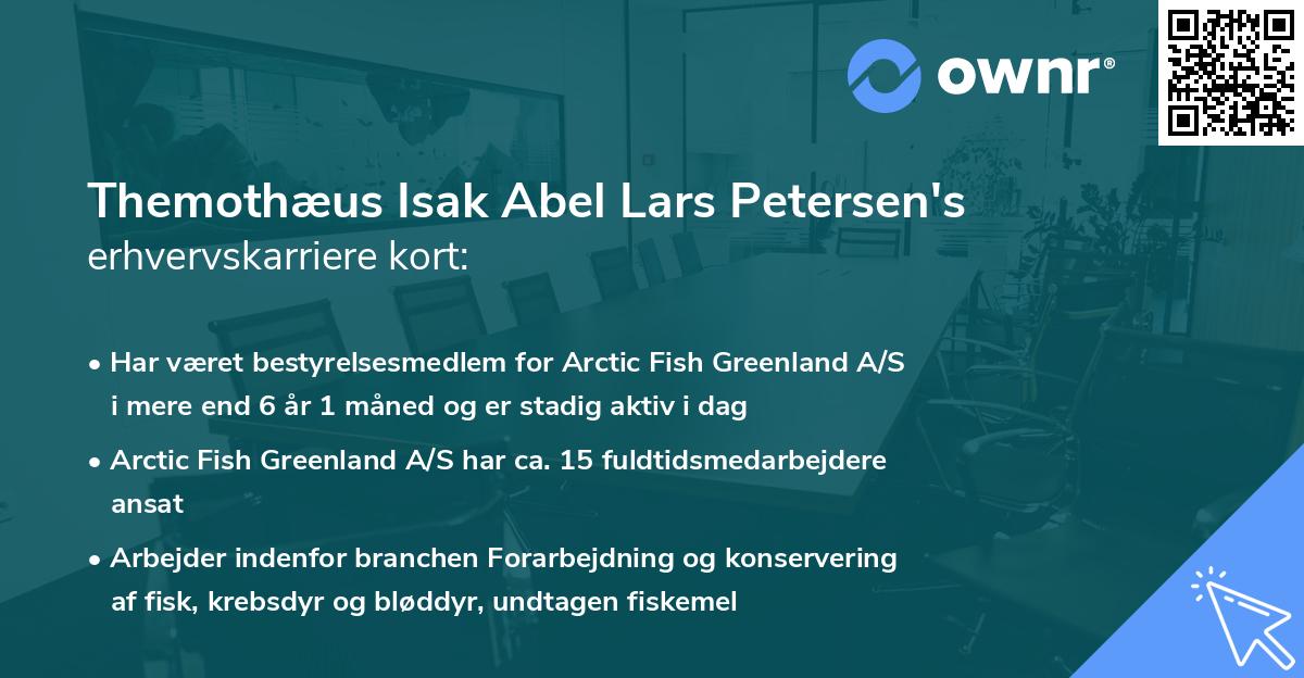 Themothæus Isak Abel Lars Petersen's erhvervskarriere kort