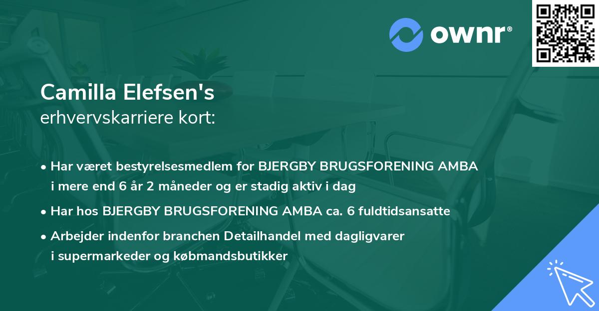 Camilla Elefsen's erhvervskarriere kort