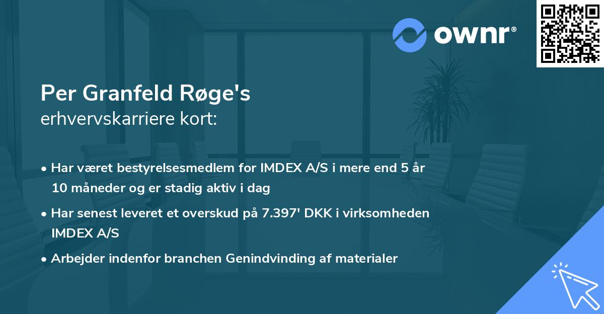 Per Granfeld Røge's erhvervskarriere kort