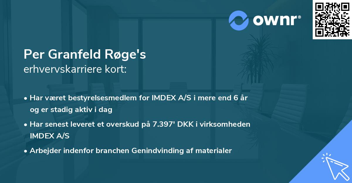 Per Granfeld Røge's erhvervskarriere kort