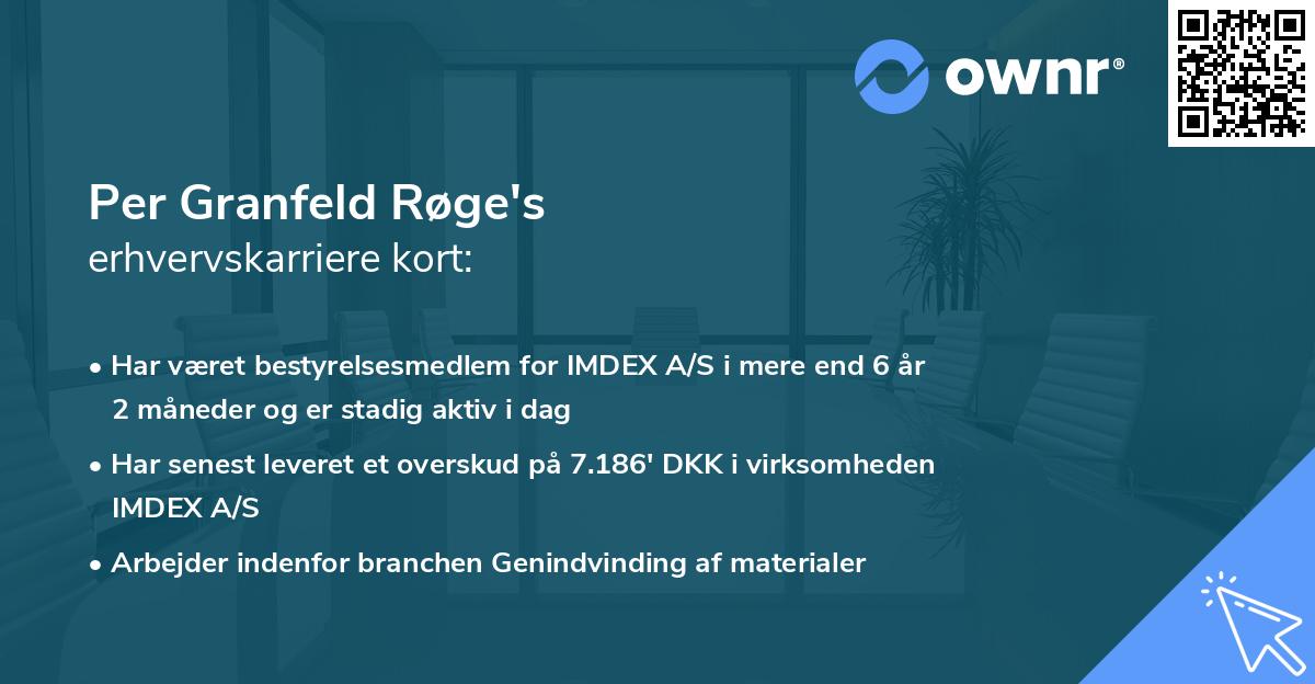 Per Granfeld Røge's erhvervskarriere kort