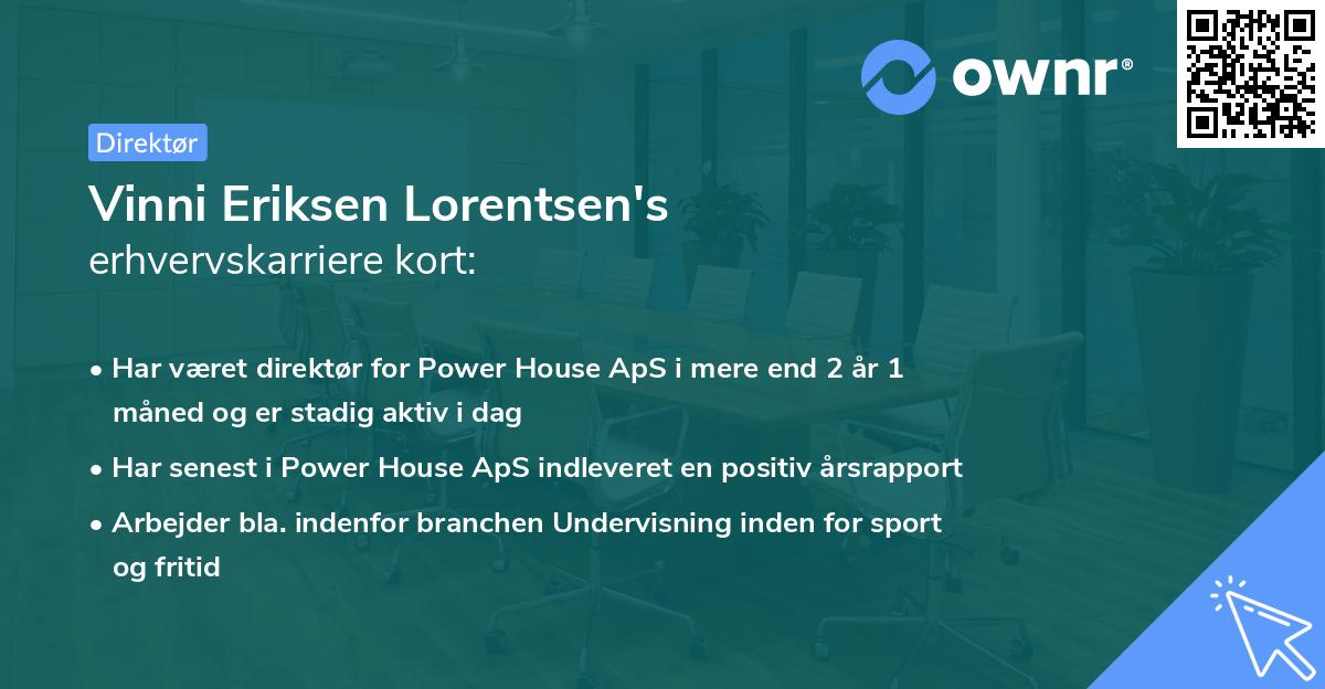 Vinni Eriksen Lorentsen's erhvervskarriere kort