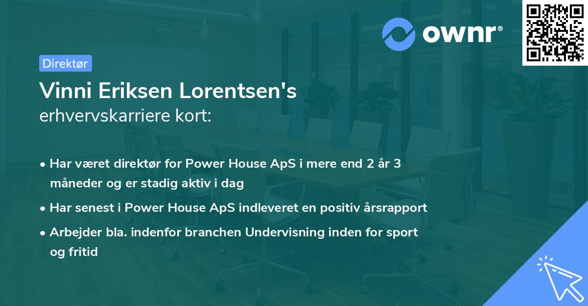 Vinni Eriksen Lorentsen's erhvervskarriere kort