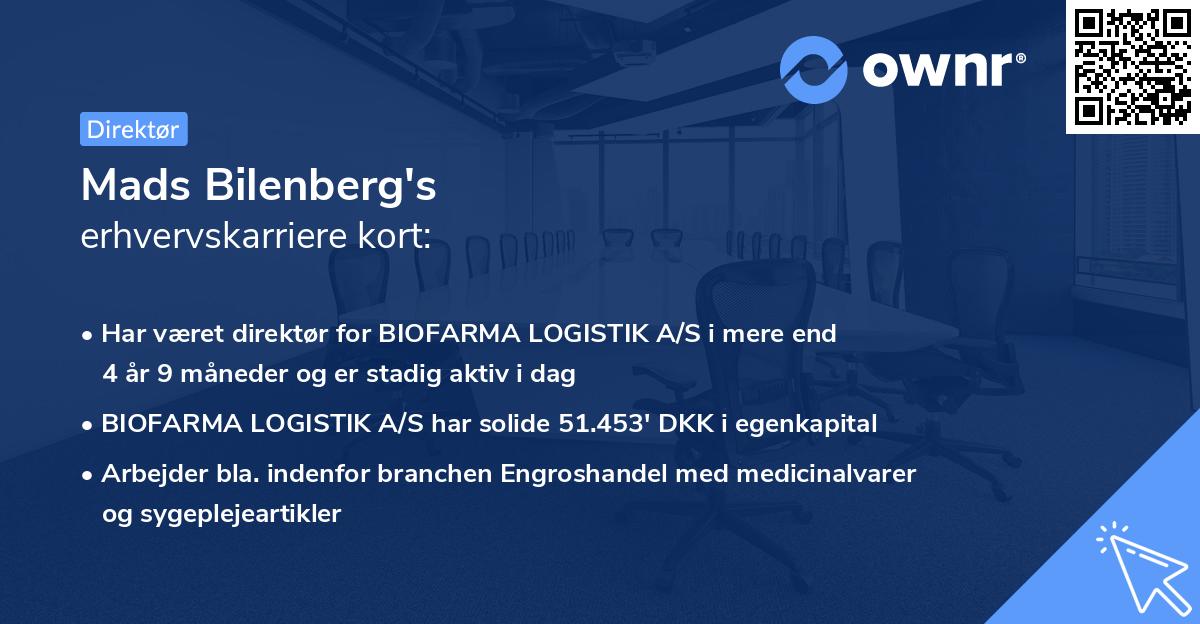 Mads Bilenberg's erhvervskarriere kort