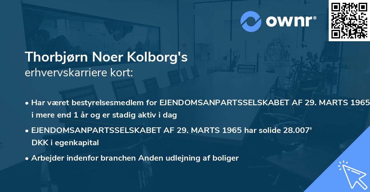 Thorbjørn Noer Kolborg's erhvervskarriere kort