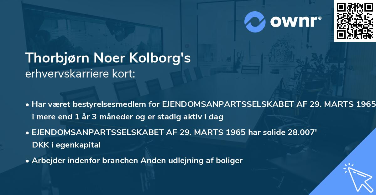 Thorbjørn Noer Kolborg's erhvervskarriere kort