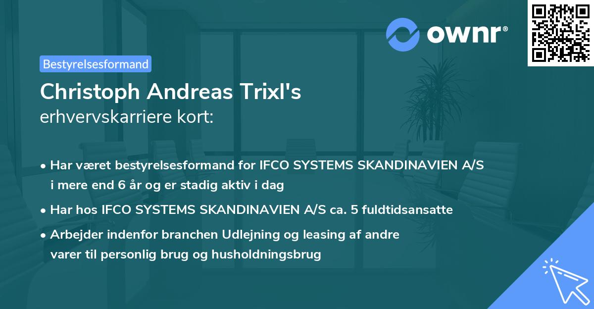Christoph Andreas Trixl's erhvervskarriere kort