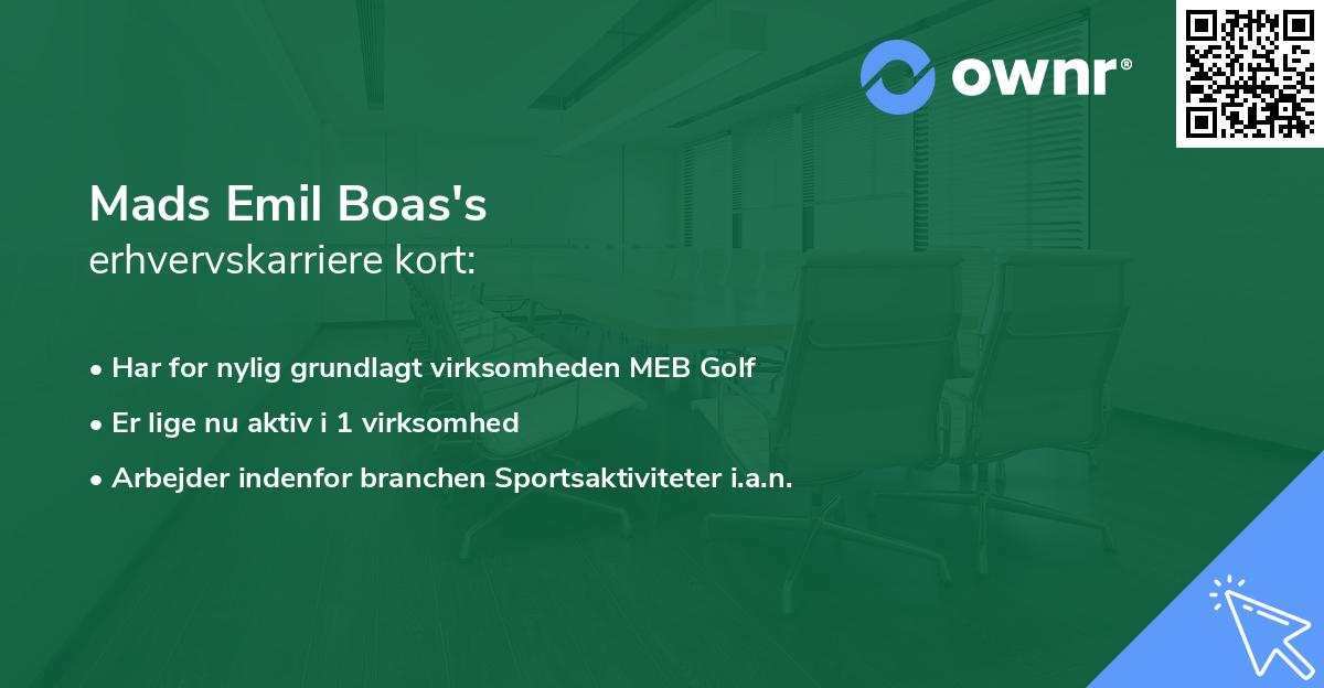 Mads Emil Boas's erhvervskarriere kort
