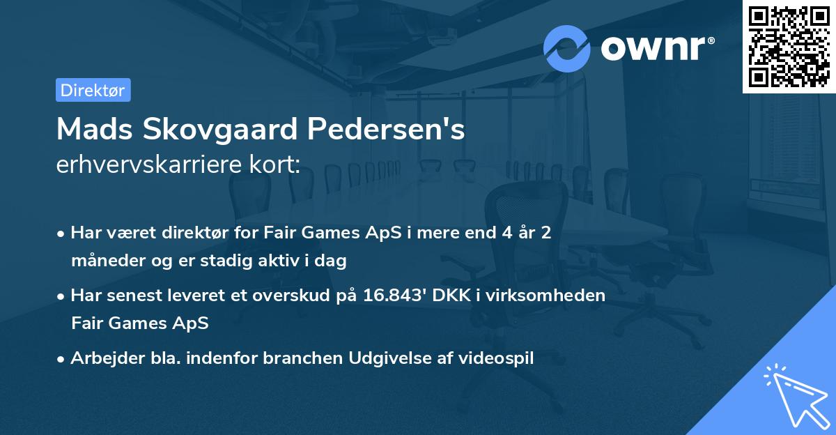 Mads Skovgaard Pedersen's erhvervskarriere kort