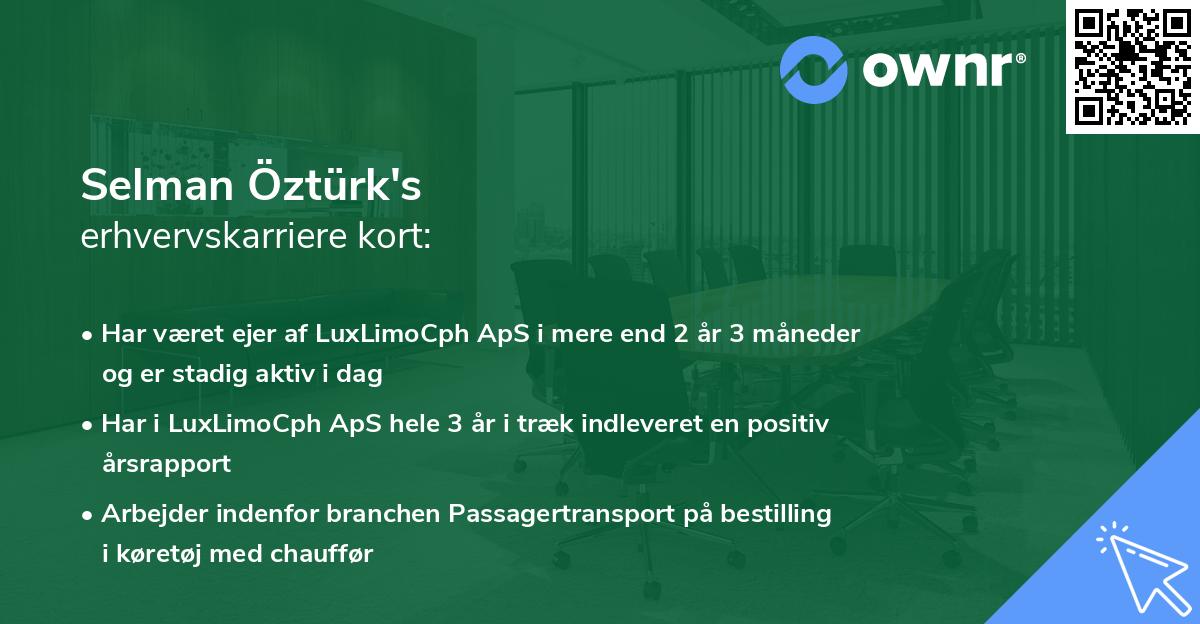 Selman Öztürk's erhvervskarriere kort