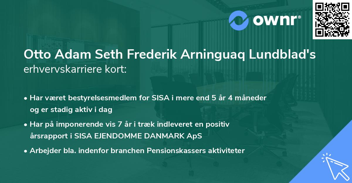 Otto Adam Seth Frederik Arninguaq Lundblad's erhvervskarriere kort