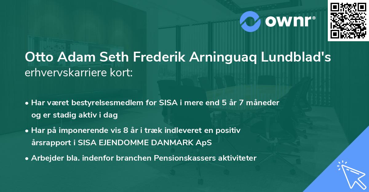 Otto Adam Seth Frederik Arninguaq Lundblad's erhvervskarriere kort