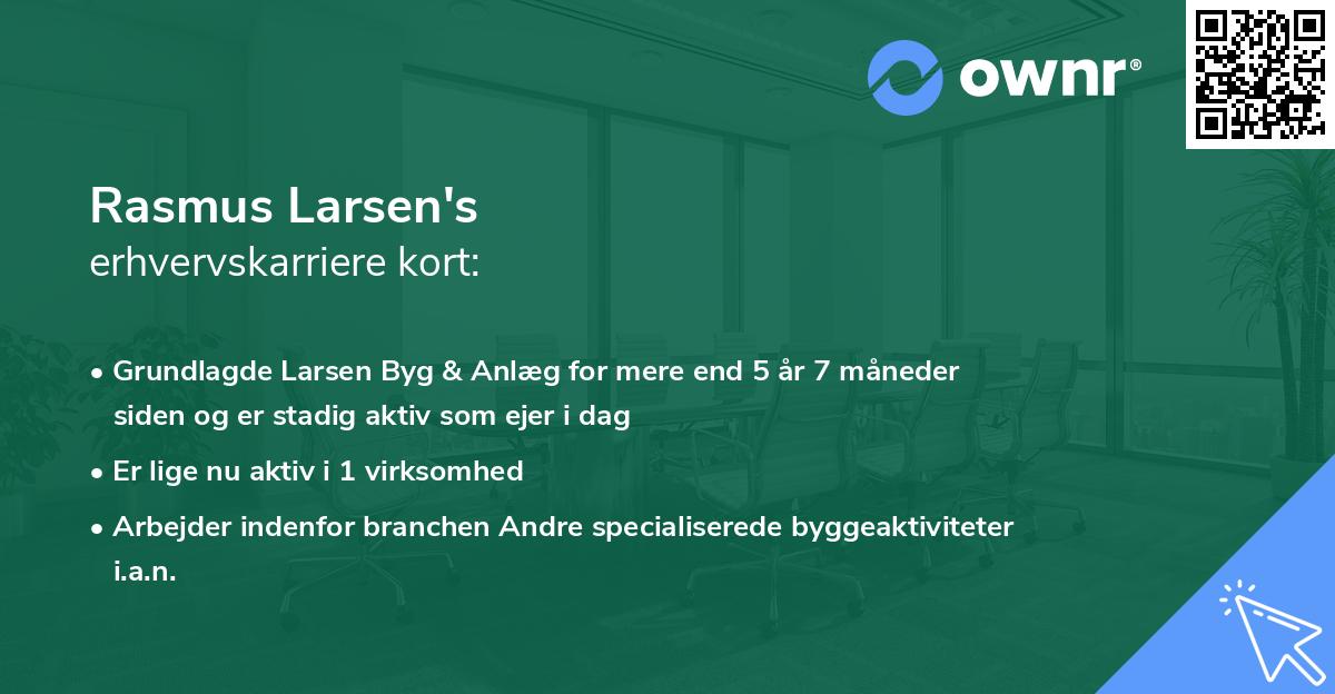 Rasmus Larsen's erhvervskarriere kort
