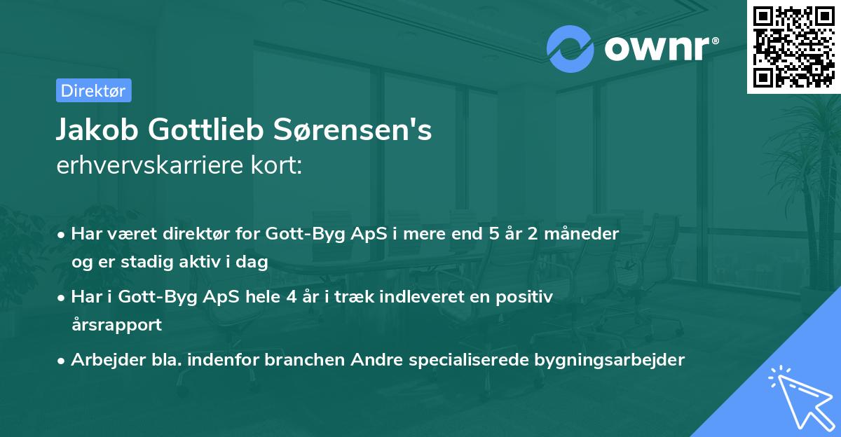 Jakob Gottlieb Sørensen's erhvervskarriere kort