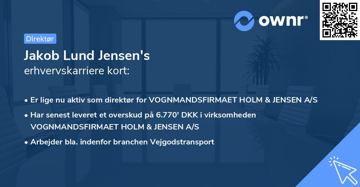 Jakob Lund Jensen's erhvervskarriere kort
