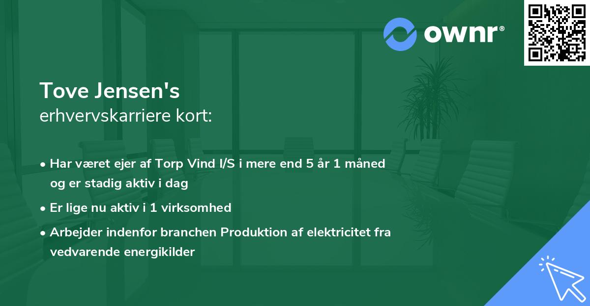 Tove Jensen's erhvervskarriere kort