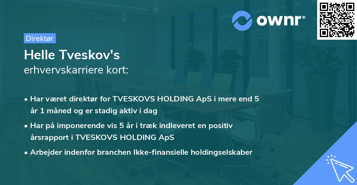 Helle Tveskov's erhvervskarriere kort